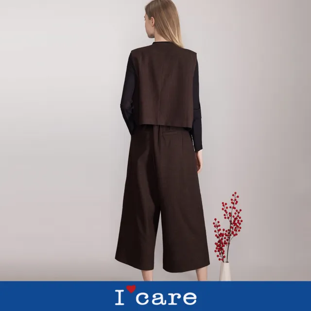 【I’Care 依卡】現貨-壓線裝飾質感西裝背心套裝 - 兩件套 - 2色（F）｜西裝 背心 長寬褲（707-2240F）