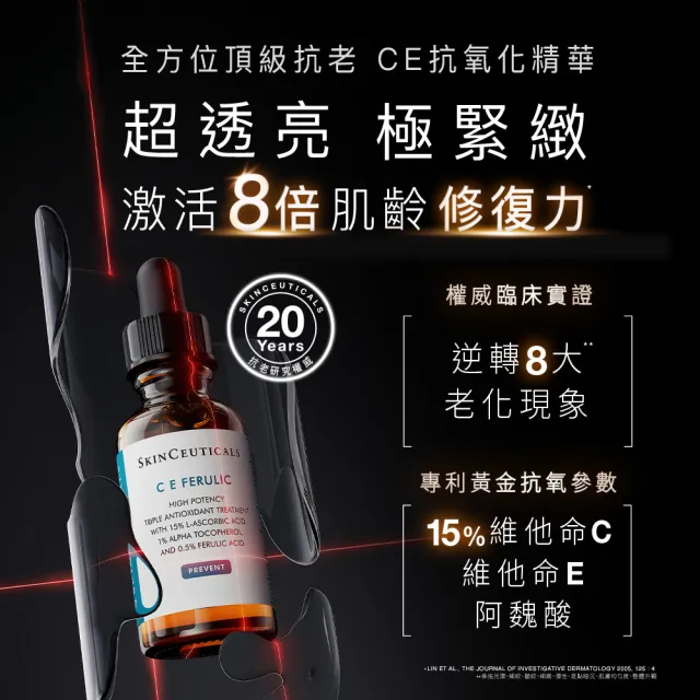 【Skin Ceuticals 修麗可】醫美級保養抗氧撫紋★CE抗氧化精華 30ml+P-TIOX 超胜肽抗皺極光精華 30ml