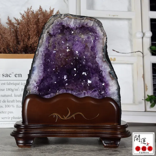 【開運方程式】巴西紫晶洞綠幽靈異象瑪瑙邊JU465(9.2kg紫水晶洞風水開運擺設)