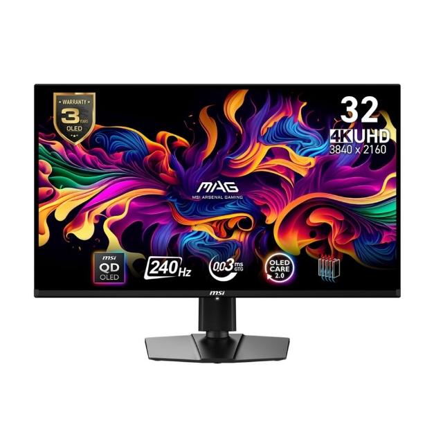 【MSI 微星】無線鍵鼠組★MAG 322UP QD-OLED E16 32型 165Hz 電競螢幕(0.03ms/QD-OLED/HDR400)