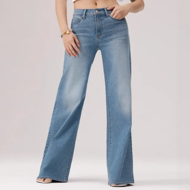【LEVIS】318™ Shaping Wide Leg 寬鬆直筒 中腰牛仔褲 女生牛仔褲 熱賣單品001PZ-0024