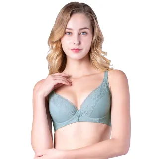 【Swear 思薇爾】沁涼Bra系列B-F罩軟鋼圈蕾絲包覆內衣(灰霧綠)