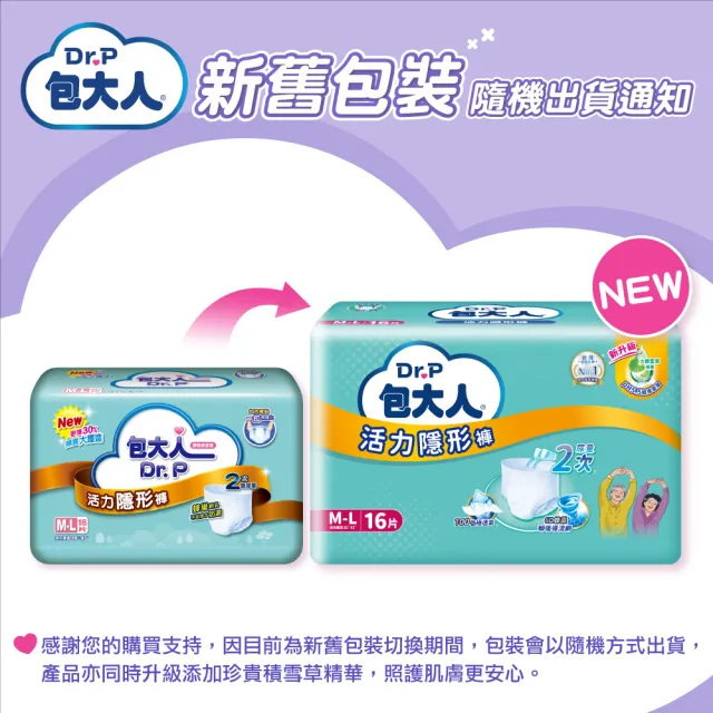 【包大人】活力隱形/防漏安心復健褲M-L/XL(4包/箱購 褲型 成人紙尿褲 尿布)