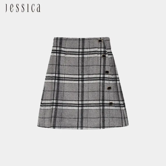 【JESSICA】復古英倫風格紋羊毛短裙G34104