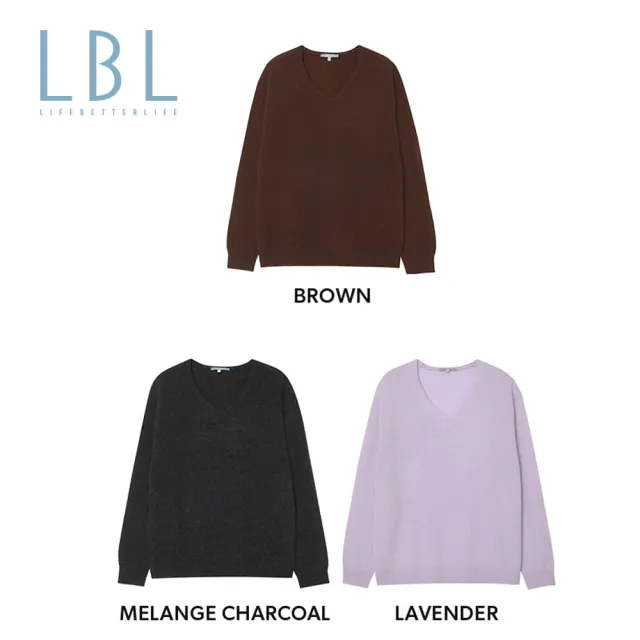 LBL 100%cashmere V領羊絨衣-包色(U)