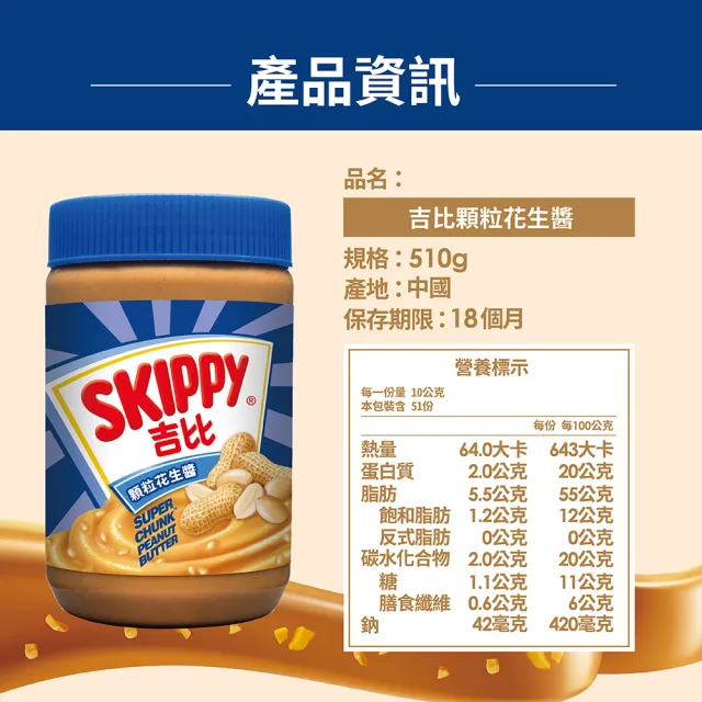【SKIPPY 吉比】顆粒花生醬510g