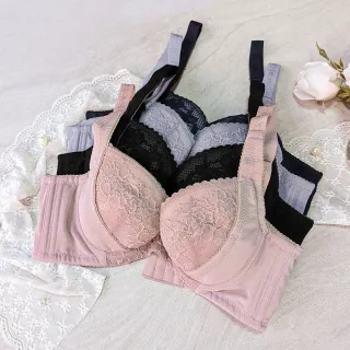 【魔莉莎】3套組 台灣製輕吻瑰蜜高脅邊涼感月牙集中包覆大罩杯機能內衣(W17)