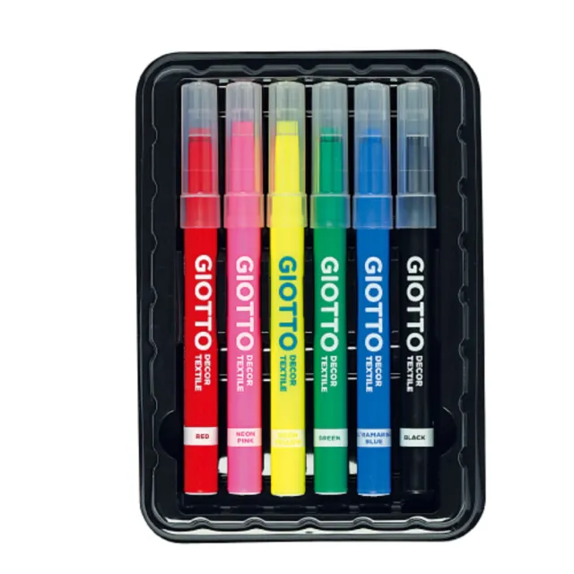 【義大利GIOTTO】衣物彩繪筆-6色(布料彩繪筆 繪布筆 特殊筆 手繪T恤 衣服彩繪 個性彩繪 卡片手作 DIY)