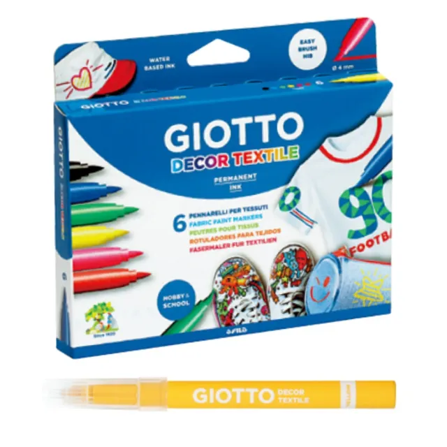 【義大利GIOTTO】衣物彩繪筆-6色(布料彩繪筆 繪布筆 特殊筆 手繪T恤 衣服彩繪 個性彩繪 卡片手作 DIY)