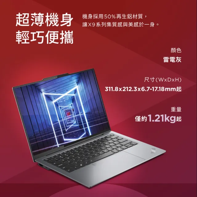 【ThinkPad 聯想】+512G隨身碟★14吋Ultra 7 AI商用筆電(X9/Ultra 7-258V/32G/1TB SSD/W11P)