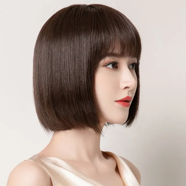 【LEEHER】短髮假髮/真人假髮/真人髮絲/假髮片/波波頭假髮/女生假髮/透氣假髮/全套頭假髮/遞針分縫款