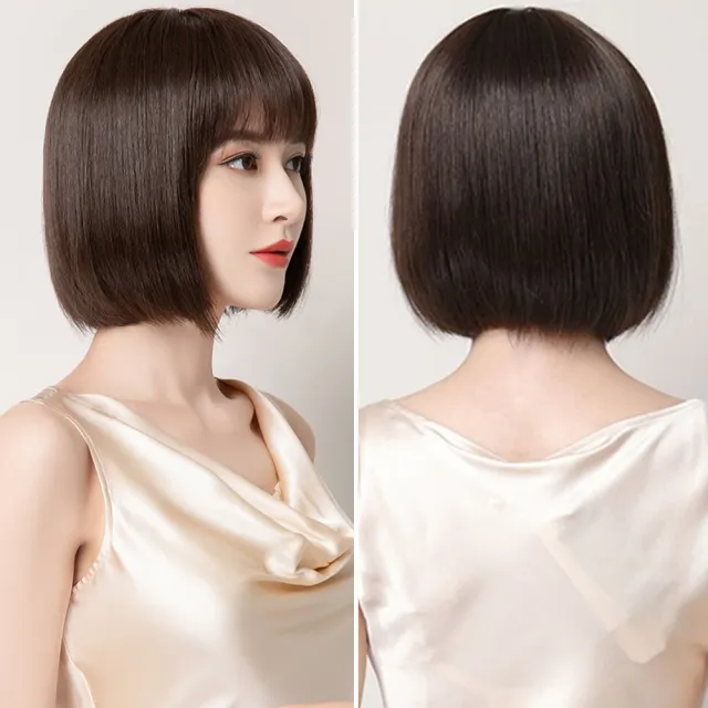 【LEEHER】短髮假髮/真人假髮/真人髮絲/假髮片/波波頭假髮/女生假髮/透氣假髮/全套頭假髮/遞針分縫款