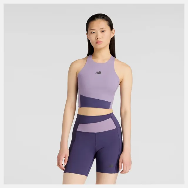 【NEW BALANCE】NB 背心 女 慢跑 短版 美規 紫 WT61P7F8AA5（其他規格）