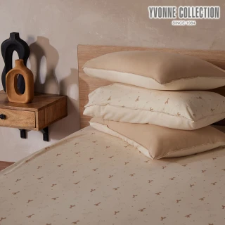 【YVONNE 以旺傢飾】100%美國棉印花床包-長頸鹿 沙丘白(加大 純棉)