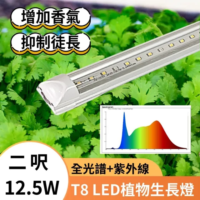【JIUNPEY 君沛】2入組 T8 2呎12.5W紫外線UV全光譜植物燈管(植物生長燈)（其他規格）