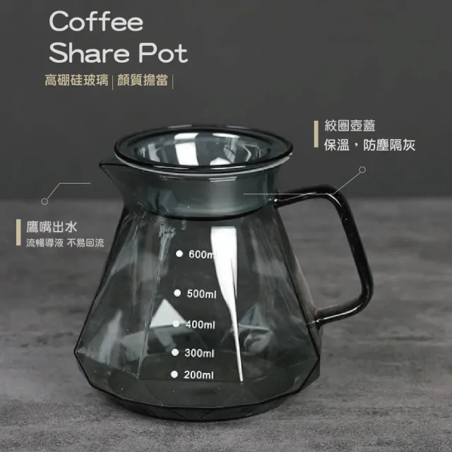 MOREJIA 高硼硅耐熱玻璃  手沖咖啡壺套裝 濾杯 咖啡壺 分享壺 手沖咖啡分享壺杯 咖啡分享壺 玻璃壺