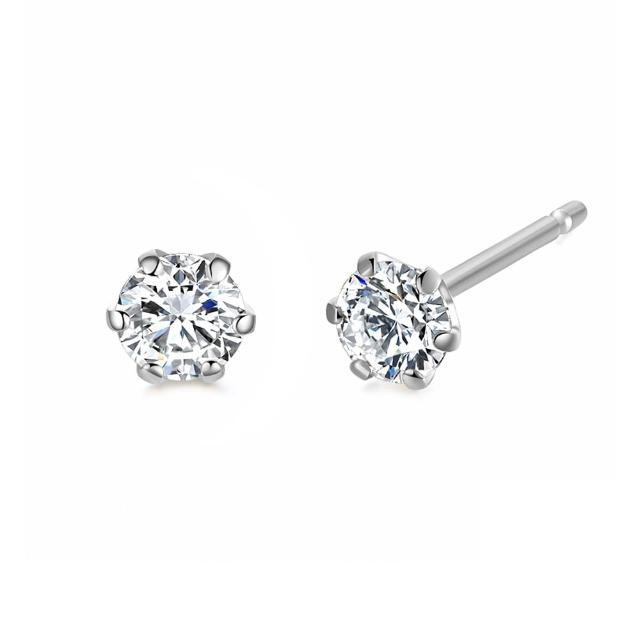 【City Diamond 引雅】日本 鉑金 PT950 天然鑽石 20分 H&A 六爪 耳環 附日本證書(東京Yuki系列)