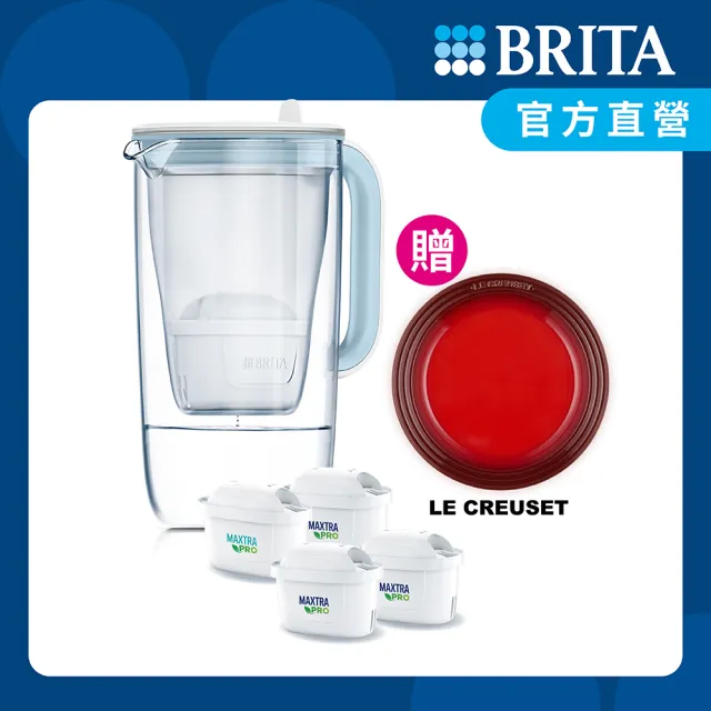 【BRITA】官方直營 玻璃濾水壺+MXPRO濾芯3入(共1壺4芯)