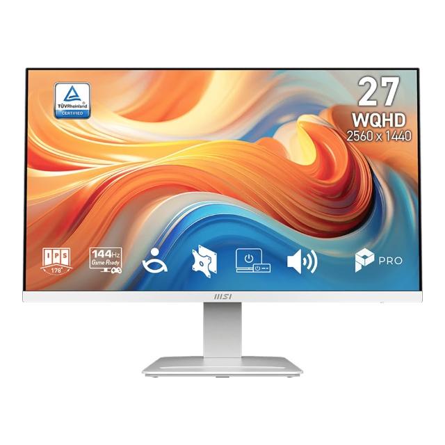 【MSI 微星】PRO MP273QW E14 27型 IPS 16:9 144Hz 護眼商用螢幕-白(WQHD/1ms MPRT)