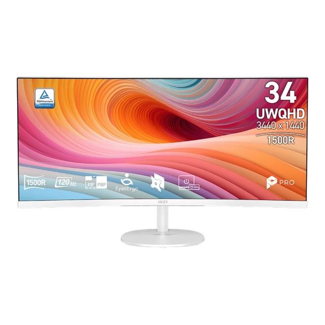 【MSI 微星】PRO MP341CQW E12 34型 VA 21:9 120Hz 商用曲面螢幕(1500R曲率/UWQHD/1ms MPRT)