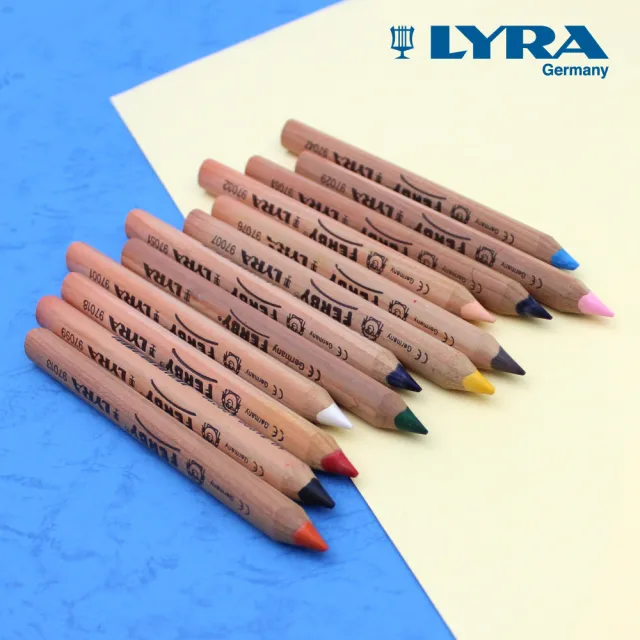 【LYRA】三角原木彩色鉛筆12cm(12色)｜色鉛筆 油性色鉛筆 彩色鉛筆 粗三角筆