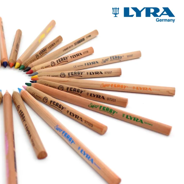 【LYRA】三角原木彩色鉛筆12cm(12色)｜色鉛筆 油性色鉛筆 彩色鉛筆 粗三角筆