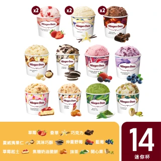 【Haagen-Dazs 哈根達斯】繽紛嘉年華迷你杯14入組100ml(11種經典口味 一次滿足)