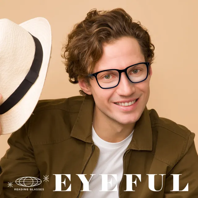 【EYEFUL】抗藍光老花眼鏡 文青黑框大鏡面(高質感 濾藍光鏡片 大鏡框 彈簧腳)