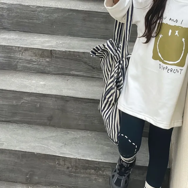 【橘魔法】虛線造型刷絨內搭褲 兒童 男童 女童 童裝 厚長褲 打底褲 合身褲 長褲 安全褲 褲子