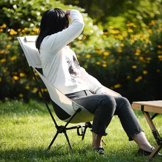 【Chill Outdoor】2入 大款露營月亮椅(露營椅 月亮椅 折疊椅 野營椅 登山椅 懶人椅 釣魚椅 休閒椅 戶外椅)