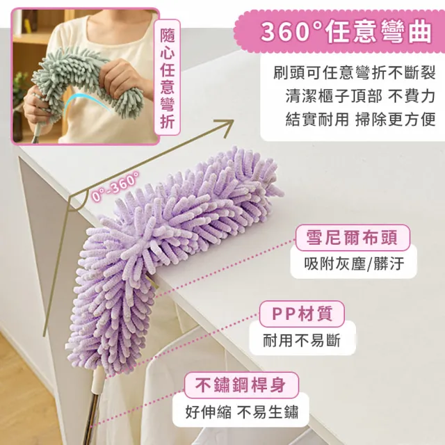 【DREAMCATCHER】雪尼爾乾濕兩用伸縮除塵撢(灰塵撢/除塵刷/雞毛撢子)