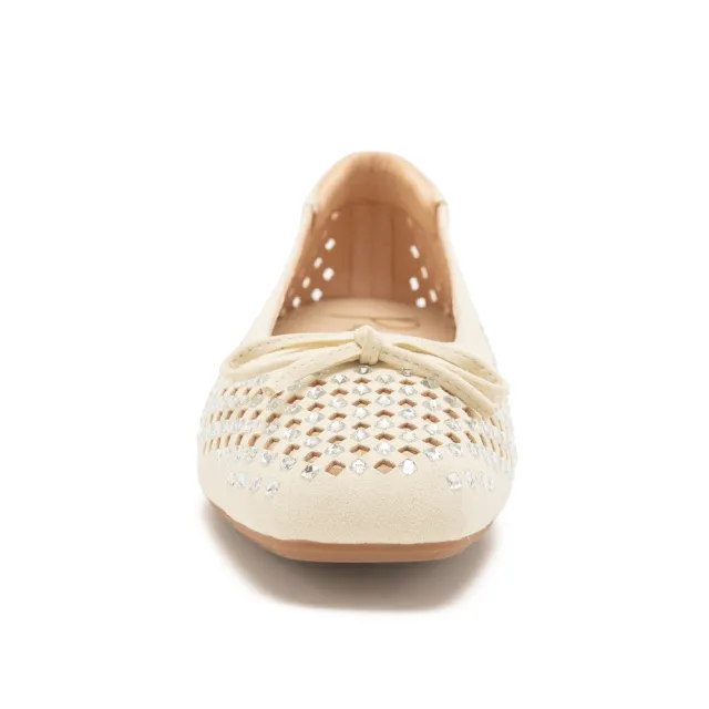 【Pineapple Outfitter】滿鑽鏤空蝴蝶結平底娃娃鞋DEANA(白色)