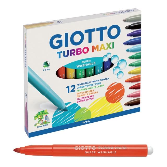 【GIOTTO】可洗式兒童安全彩色筆(12色)｜水洗彩色筆 兒童彩色筆