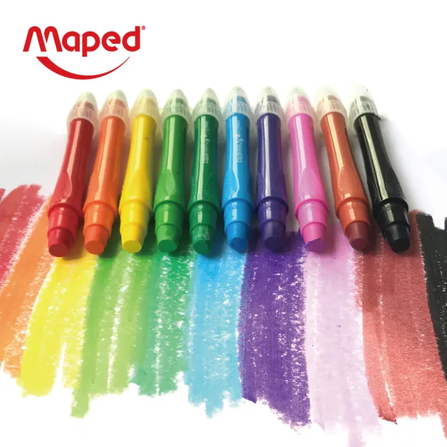 【Maped】超滑順水溶性蠟筆10色|兒童蠟筆 絲滑蠟筆 旋轉蠟筆 畫玻璃 可水洗