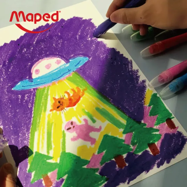 【Maped】超滑順水溶性蠟筆10色|兒童蠟筆 絲滑蠟筆 旋轉蠟筆 畫玻璃 可水洗