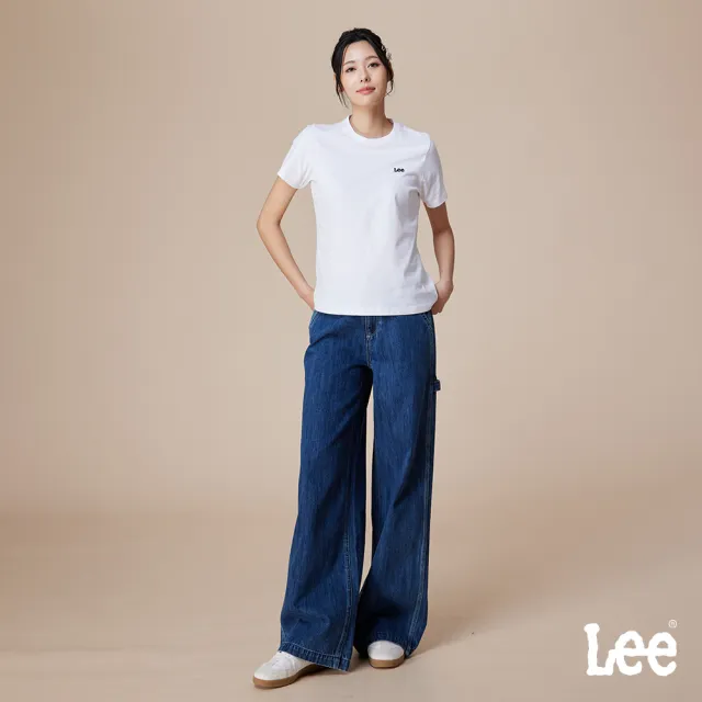 【Lee】女裝 牛仔褲 / 430 中腰舒適寬褲 闊腿褲 工裝風格 深藍洗水 LB617039838