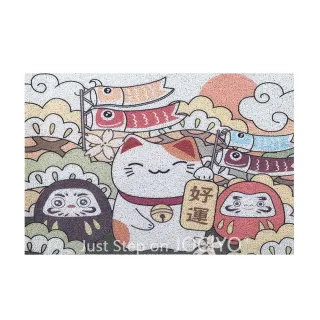 【JOCIYO 聚時柚】招財貓75*45cm玄關刮泥地墊 進門腳踏墊 新年新居紅色地毯(絲圈印花地墊)