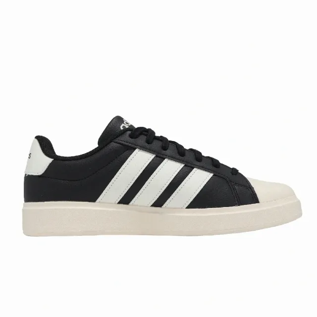 【adidas 愛迪達】休閒鞋 Streettalk 女鞋 黑 白 復古 皮革 JP8284