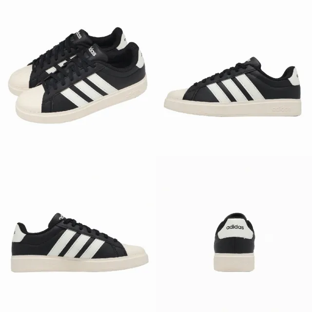 【adidas 愛迪達】休閒鞋 Streettalk 女鞋 黑 白 復古 皮革 JP8284