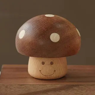 【MoonDy】擺件 裝飾品 音樂盒 蘑菇裝飾品 烏檀木音樂盒 旋轉八音盒 木雕擺件 桌面擺設 客廳擺件