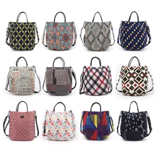 【LouiseC.】Tree House 日系三宅風壓褶防水布+小牛皮手提斜背包-13色(YS3867)