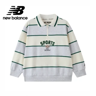 【NEW BALANCE】NB 童裝 半開襟大學T_7ZG2605WLGR_男童/女童_灰條紋