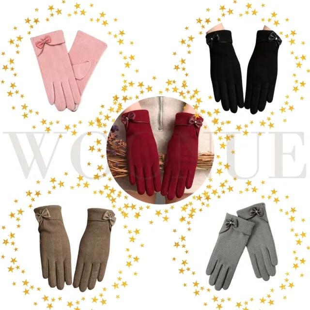 【WOONUE】超高質感保暖可觸控手套親膚羊毛加絨防寒雙層手套紅黑灰奶茶色(情人母親節女兒聖誕生日新年禮物)