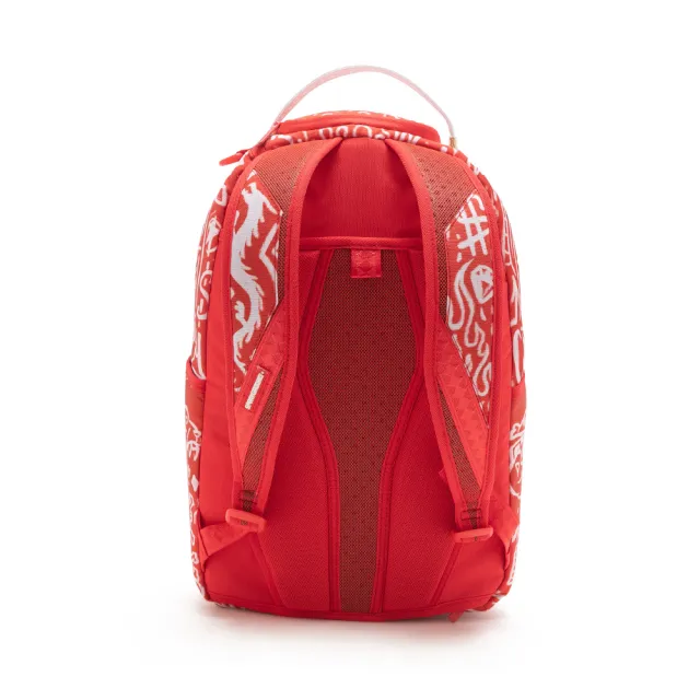 【SPRAYGROUND】塗鴉金錢趣味鋸齒鯊大容量後背包(紅色)