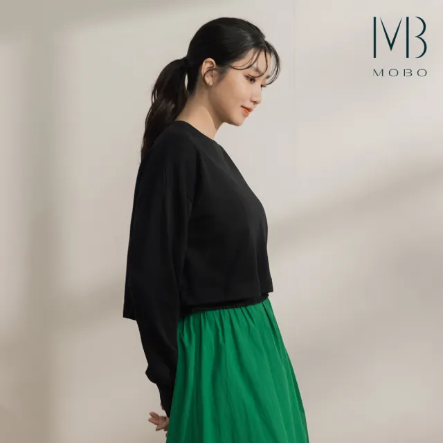 【MO-BO】後開衩低調蕾絲上衣
