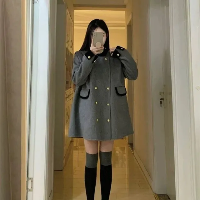 【AS 梨卡】女裝 外套 大衣 設計感寬鬆 顯瘦毛呢 寬鬆百搭外套 氣質保暖舒適 秋冬外套 AR228