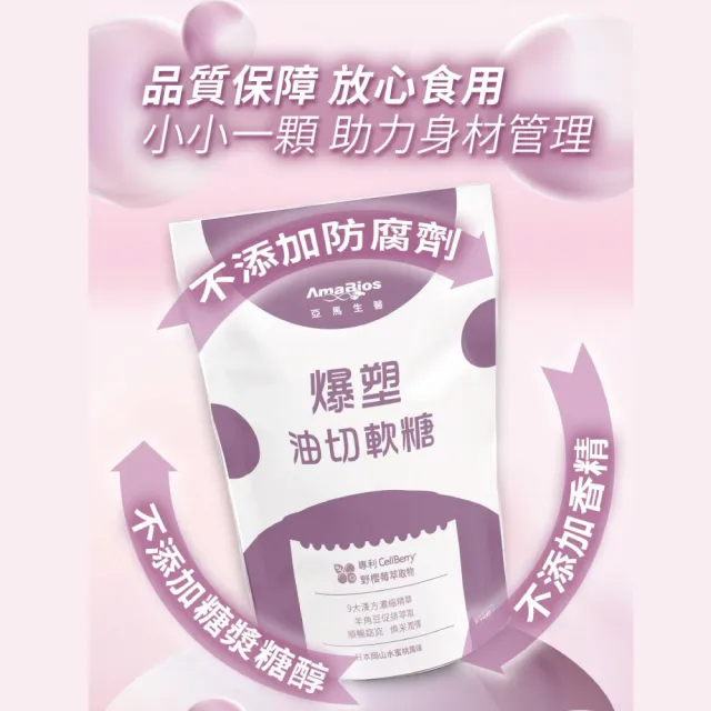【AmaBios 亞馬生醫】爆塑油切軟糖(水蜜桃風味) 18顆/袋