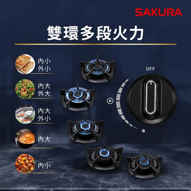 【SAKURA 櫻花】二口大面板易清檯面爐G2627G(原廠安裝-官方直營)