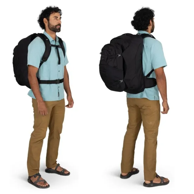 【Osprey】雙11 ☆2026新改款☆ Farpoint 55 多功能旅行背包 男 黑 Black (背包旅行 子母包 登機