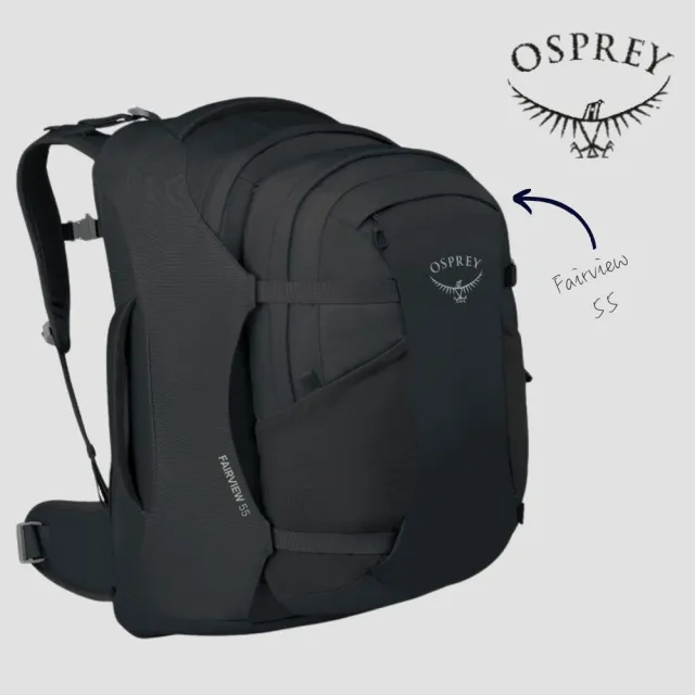 【Osprey】☆2026新改款☆ Fairview 55 多功能旅行背包 女 黑 Black (背包旅行 子母包 登機